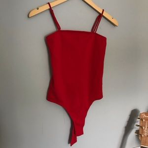 Red tank top bodysuit